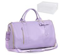 Jenni Bag Sac de voyage 2 en 1 en cuir synthétique à suspendre avec roulettes, sac de voyage convertible à vêtements, grande capacité avec compartiment à chaussures, violet