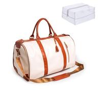 Jenni Bag Sac de voyage avec roulettes, sac de voyage My Jenni pour femme, sac de voyage pliable en cuir synthétique, sac à vêtements, grande capacité avec compartiment à chaussures, beige, Basic