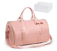 Jenni Bag Sac de voyage, grande capacité avec compartiment à chaussures, en cuir synthétique, 2 en 1 à suspendre, sac de voyage, sac de voyage pour femme, rose