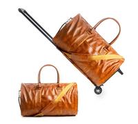 Jenni Bag Sac de voyage, sac de voyage Jenni en cuir synthétique 2 en 1 à suspendre, sacs de voyage de luxe pour vêtements, sacs de voyage convertibles et pliables, marron, Roller