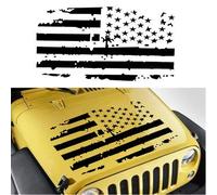 JenNiFer Autocollants Américains De Décalque De Vinyle De Panne D'Électricité De Capot De Drapeau des Etats-Unis De Voiture pour Jeep/Wrangler Jk Tj Yj - Noir Mat