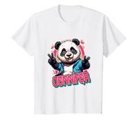 Jennifer - Joli prénom de Fille avec Un Panda Mignon T-Shirt, Enfant, Blanc, 3 Ans