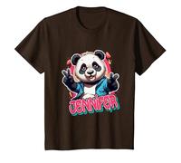 Jennifer - Joli prénom de Fille avec Un Panda Mignon T-Shirt, Enfant, Marron, 2 Ans