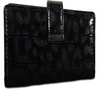 Jennifer Jones Porte-cartes Croco Cuir véritable noir brillant OPJ402S