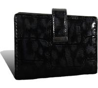 Jennifer Jones Porte-cartes de crédit en cuir véritable Porte-cartes de visite noir Croco D2OPJ402S