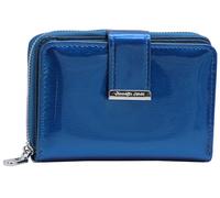 Jennifer Jones - Portefeuille en Cuir véritable pour Femme avec Protection RFID, Aspect Brillant, Moyen, Bleu