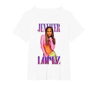 Jennifer Lopez Pink Pose White T-Shirt, Femme Grandes Tailles, Blanc, 1X