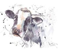Jennifer Rose - Impression sur toile encadrée "Moo", vache PM6081 (30 cm x 40 cm) (Noir/Blanc)