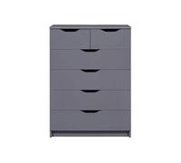 JENNY - Commode Haute 6 Tiroirs Coloris Anthracite -
