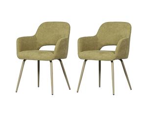 JENNY - Lot de 2 chaises de repas tissu vert Vert