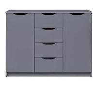 AltoBuy Jenny - Meuble 2 Portes 4 Tiroirs Coloris Anthracite