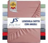 Jenny SESAL Drap Housse - Couleur Unie - Fabriqué en Italie - lit Double, Une Place et demie et Une Place et demie française (Rose Ancienne, Simple)