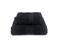 Jenny Sesal Ensemble de Serviettes - 1 Serviette Visage et 1 invité Ligne The Colors Luxury - Serviettes Unies - Éponge de Haute qualité du Portugal Poids 450 g/m² Noir