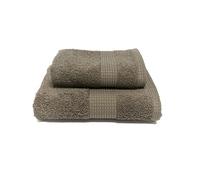 Jenny Sesal Ensemble de Serviettes - 1 Serviette Visage et 1 invité The Colors Luxury - Serviettes de Couleur Unie - Éponge de Haute qualité du Portugal Poids 450 g/m² (Taupe)