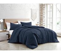 Jenny Sesal Parure de lit - Couleur Unie - 100% Pur Coton - Fabriqué en Italie - 1 Place et demie - Parure de lit + taies d'oreiller (Bleu, Une Place et Demi)