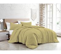 Jenny Sesal Parure de lit - Couleur Unie - 100% Pur Coton - Fabriqué en Italie - 1 Place et demie - Parure de lit + taies d'oreiller (Ocre, Une Place et Demi)