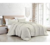 Jenny Sesal Parure de lit - Couleur Unie - 100% Pur Coton - Fabriqué en Italie - 1 Place et demie - Parure de lit + taies d'oreiller (crème, Simple)