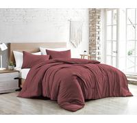 Jenny Sesal Parure de lit - Couleur Unie - 100% Pur Coton - Fabriqué en Italie - 1 Place et demie - Parure de lit + taies d'oreiller (Rose Ancien, Une Place et Demi)