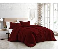 Jenny Sesal Parure de lit - Couleur Unie - 100% Pur Coton - Fabriqué en Italie - 1 Place et demie - Parure de lit + taies d'oreiller (Bordeaux, Simple)