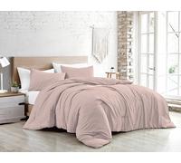 Jenny Sesal Parure de lit - Couleur Unie - 100% Pur Coton - Fabriqué en Italie - 1 Place et demie - Parure de lit + taies d'oreiller (Poudre, Une Place et Demi)