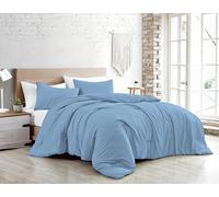 Jenny Sesal Parure de lit - Couleur Unie - 100% Pur Coton - Fabriqué en Italie - 1 Place et demie - Parure de lit + taies d'oreiller (Bleu Clair, Simple)