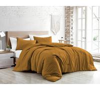 Jenny Sesal Parure de lit - Couleur Unie - 100% Pur Coton - Fabriqué en Italie - 1 Place et demie - Parure de lit + taies d'oreiller (Jaune doré, Simple)