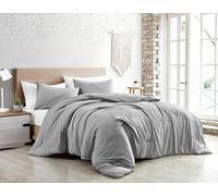 Jenny Sesal Parure de lit - Couleur Unie - 100% Pur Coton - Fabriqué en Italie - 1 Place et demie - Parure de lit + taies d'oreiller (Gris Clair, Simple)