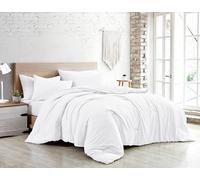 Jenny Sesal Parure de lit - Couleur Unie - 100% Pur Coton - Fabriqué en Italie - 1 Place et demie - Parure de lit + taies d'oreiller (Blanc, Une Place et Demi)