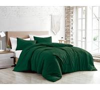 Jenny Sesal Parure de lit - Couleur Unie - Fabriqué en Italie - 1 Place et demie - Parure de lit + taies d'oreiller (Vert pin, Simple)