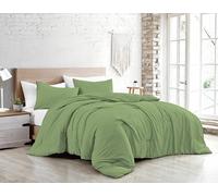 Jenny Sesal Parure de lit - Couleur Unie - Fabriqué en Italie - 1 Place et demie - Parure de lit + taies d'oreiller (Vert Sauge, 1 Place et Demi)