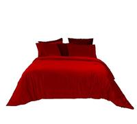 Jenny Sesal Parure de lit en Velours Sophia Doux et élégant Velours sur Le Dessus et Microfibre - Parure de lit avec Housse de Couette et taies d'oreiller (Double, Bordeaux)