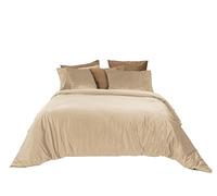 Jenny Sesal Parure de lit en Velours Sophia Sophia Doux et élégant Velours sur Le Dessus et Microfibre sous - Ensemble de Couette et taies d'oreiller (lit Double, crème)