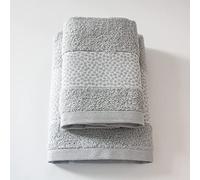 Jenny Sesal Set 1+1 Serviettes Miriam avec Volants en Jacquard, Ensemble de Deux Serviettes de Bain Visage et Invité Dimensions: Visage: 50x100 cm. Invité 38x58 cm. 100% Coton, Doux au Toucher (Gris