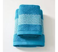 Jenny Sesal Set 1+1 Serviettes Miriam avec volants en Jacquard, Ensemble de deux serviettes de bain Visage et Invité dimensions: Visage: 50x100 cm. Invité 38x58 cm. 100% coton, doux au toucher (octane