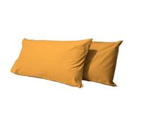 Jenny Sesal - Taies d'oreiller en Coton uni - Lot de 2 avec Fermeture à enveloppe - Très Doux et agréable au Toucher - Taille Parfaite (Jaune doré)