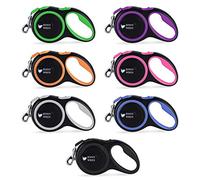 Jenny Wren Laisse rétractable pour chien avec poignée antidérapante - Ruban en nylon résistant - Frein, pause, verrouillage à une main - Sans nœud, 5 m - Bleu