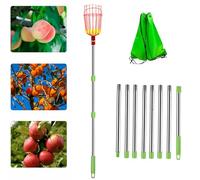 Jennytim Cueille-cerises avec tige télescopique longue portée, cueille-fruits pour pommes, poires, pêches et plus encore, pratique avec panier de récolte (3,2 m, 8 sections)