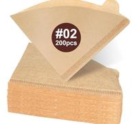 Jennytim V02 filter Lot de 200 sacs filtrants à café en bois naturel - Filtre conique V60 pour filtre à main et porte-filtre - Papier filtre jetable pour café et expresso