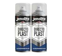 JENOLITE Directoplast Peinture en aérosol brillante | BLEU OUTREMER | 2x400 ml | Peinture en aérosol multi-surfaces | Pour tous types de plastique | Aucun apprêt requis | Ral 5002