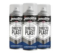 JENOLITE Directoplast Peinture en aérosol brillante | BLEU OUTREMER | 3x400 ml | Peinture en aérosol multi-surfaces | Pour tous types de plastique | Aucun apprêt requis | Ral 5002