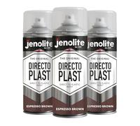 JENOLITE Directoplast Peinture en aérosol brillante | BRUN EXPRESSO | 3x400 ml | Peinture en aérosol multi-surfaces | Pour tous types de plastique | Aucun apprêt requis | Ral 8017