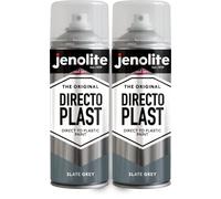 JENOLITE Directoplast Peinture en aérosol brillante | GRIS ARDOISE | 2x400 ml | Peinture en aérosol multi-surfaces | Pour tous types de plastique | Aucun apprêt requis | Ral 7031