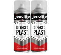 JENOLITE Directoplast Peinture en aérosol brillante | ROUGE CARDINAL | 2x400 ml | Peinture en aérosol multi-surfaces | Pour tous types de plastique | Aucun apprêt requis | Ral 3001