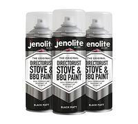 JENOLITE Directorust Bombe de Peinture pour Barbecue et Poêle - Noir Mat, Peinture Haute Température jusqu’à 650°C, Aérosol Thermique pour BBQ, Braséro, Cheminée, Radiateurs, Automobiles I 3x400 ml