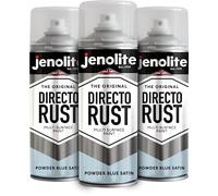 JENOLITE Directorust Lot de 3 bombes de peinture aérosol finition satinée | Bleu poudré | 3 x 400 ml | Peinture antirouille directe pour métal | Peinture multi-surfaces tout-en-un pour métal, bois