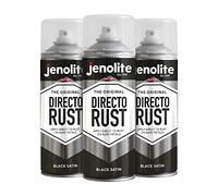 Jenolite Directorust Lot de 3 peintures en spray - Noir - Application directe sur la rouille - apprêt, sous-couche et couche de finition - Satiné - 3 x 400 ml (RAL 9005)