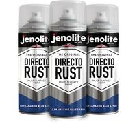 JENOLITE Directorust Peinture aérosol finition satinée | Bleu ultra marin | 3 x 400 ml | Peinture aérosol antirouille directe pour métal | Peinture multi-surfaces tout-en-un pour métal, bois