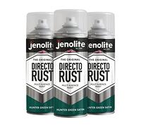 JENOLITE Directorust Peinture satinée | VERT CHASSEUR | Peinture en aérosol multi-surfaces | Bois, le Métal, le Plastique, la Céramique et les Surfaces Rouillées | 3 x 400ml | RAL 6028