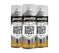 JENOLITE Directorust vernis en spray métallisé brillant | OR | Vernis multi-surfaces | Apprêt, sous-couche et finition tout-en-un | 3 x 400 ml