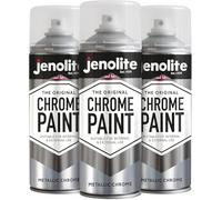 JENOLITE Lot de 3 bombes de peinture chromée | Peinture aérosol lisse argenté métallisé | Peinture chromée multi-surfaces pour métal, bois, plastique, céramique | Pour intérieur et extérieur | 3 x 400